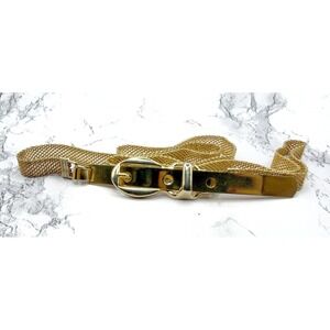 Vintage Gold Tone Mesh Belt Adjustable 28–30 Narrow Statement Belt